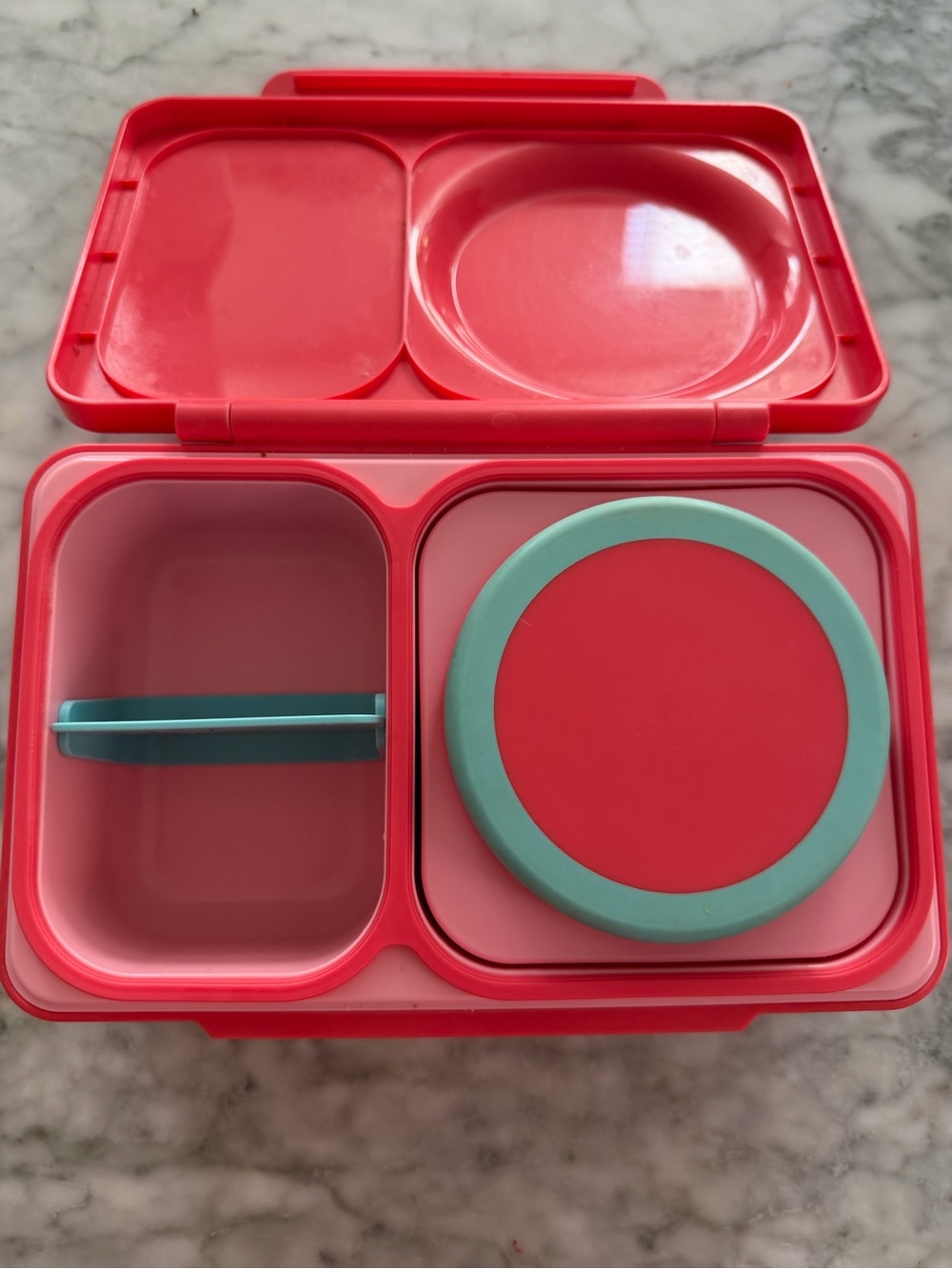 OMIE Pink Divided Lunchbox Set with Blue Accent